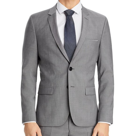 Hugo Boss Mens 'Arti' Gray Sharkskin Extra-Slim Fit Sport Coat Blazer 44R